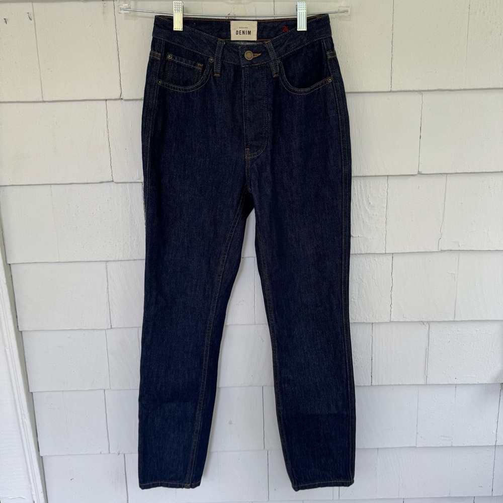 Sezane Denim Dark Indigo Wash High Rise Button Fly Jeans size 24